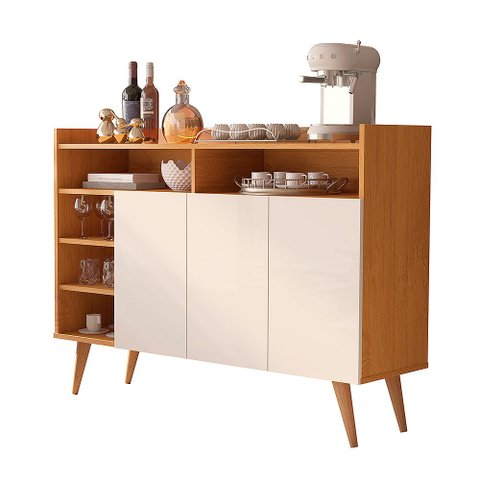 Buffet Aparador Celta Nature e Off White para Sala de Jantar com Design Moderno