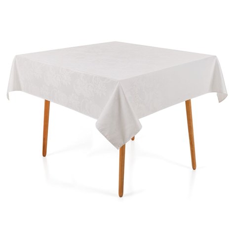 Toalha de Mesa Quadrada 8 Lugares Sempre Limpa Lotus Branca Karsten