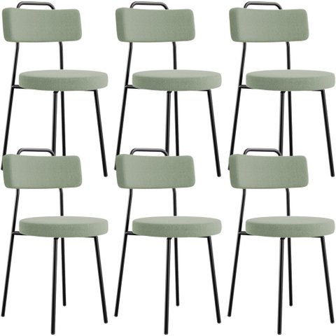 Kit 06 Cadeiras Decorativas Estofada Para Sala De Jantar Barcelona L02 Bouclê Oliva - Lyam Decor