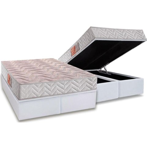 Conjunto Box Baú Queen: Colchão Espuma Paropas D28 Pasquale Clean + Base Crc Courano White (