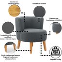 Ver imagem 3 de Poltrona Estofada Tecido Boucle Confortavel para Sala de Espera Pés de Madeira Resistente Elegante