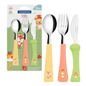 Jogo de Talheres Infantil Tramontina Baby Friends 03 Peças