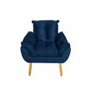 Ver imagem 3 de Poltrona Decorativa Estofada Sala Quarto Escritório Suede Azul Marinho Opala Madeira