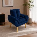 Ver imagem 1 de Poltrona Decorativa Estofada Sala Quarto Escritório Suede Azul Marinho Opala Madeira