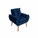 Ver imagem 2 de Poltrona Decorativa Estofada Sala Quarto Escritório Suede Azul Marinho Opala Madeira