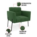 Ver imagem 5 de Poltrona Pé de Ferro Preto para Sala Kit 2 Elisa Suede D03 - D'Rossi Verde