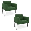Ver imagem 1 de Poltrona Pé de Ferro Preto para Sala Kit 2 Elisa Suede D03 - D'Rossi Verde