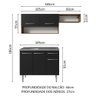 Armário de Cozinha Compacta 165cm com Pia Rustic/Preto Emilly Madesa 09 - 4