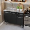 Armário de Cozinha Compacta 165cm com Pia Rustic/Preto Emilly Madesa 09 - 6