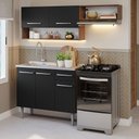 Ver imagem 1 de Armário de Cozinha Compacta 165cm com Pia Rustic/Preto Emilly Madesa 09