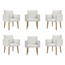 Kit 06 Poltronas Decorativa Recepção Oferta Balaqui Linho Cor:linho Bege - 1