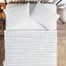 Jogo Lençol Cama Queen 4 Peças 100% Algodão Percal 150 Fios Vintage:grid Branco - 2