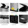 Lixeira Dupla Coleta Seletiva em Inox Grande 30 Litros Cesto Lixo 2 Divisorias Ecologico 30l - 6