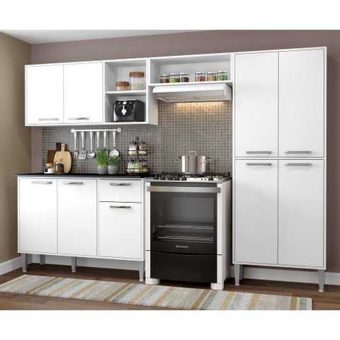 Cozinha Compacta com Armário e Balcão Xangai Multimóveis VM2840 Branca