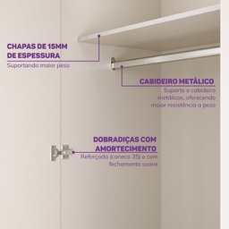 Quarto de Bebê Completo 1 Berço 1 Cômoda e 1 Guarda Roupa 2 Portas Baby Ananda Casatema - 7