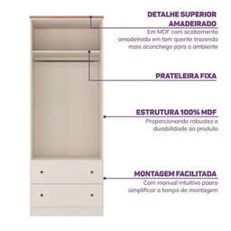 Quarto de Bebê Completo 1 Berço 1 Cômoda e 1 Guarda Roupa 2 Portas Baby Ananda Casatema - 6