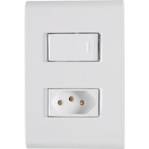 Conjunto 4 X 2 com 1 Interruptor Simples 10a 250v e 1 Tomada 2p+t 20a 250v Liz Branco - Tramontina