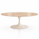 Ver imagem 1 de Mesa de Jantar Saarinen Oval 160x90 cm Tampo Mármore Travertino Base Laca Off White