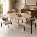 Ver imagem 4 de Mesa de Jantar Saarinen Oval 160x90 cm Tampo Mármore Travertino Base Laca Off White