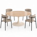 Ver imagem 3 de Mesa de Jantar Saarinen Oval 160x90 cm Tampo Mármore Travertino Base Laca Off White