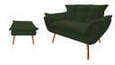 Ver imagem 1 de Kit Namoradeira +1 Puff Puf Decorativo Opala Suede Verde Pés Madeira Ms Decor