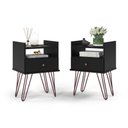 Ver imagem 1 de Kit Com 2 Mesas De Cabeceira Com 1 Gaveta Para Quarto Decorativo Retrô Bill Preto