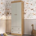 Ver imagem 1 de Guarda-roupa Infantil 62cm 2 Portas e 2 Gavetas Encanto Multimóveis Mp4446 Madeirado/off White