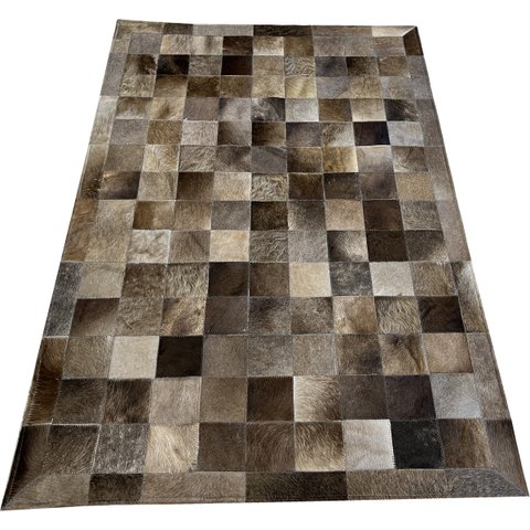 Tapete De Couro Cinza Rato 1,00x1,50 Com Borda Peça 10x10