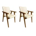 Ver imagem 1 de Kit 2 Cadeiras Jantar Madeira Jaque com Braço Cor Off White
