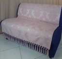 Ver imagem 4 de Capa manta sofá sala xalé medalhão rosa jacquard 1,40x1,80