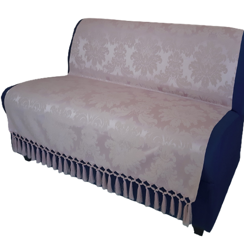 Capa manta sofá sala xalé medalhão rosa jacquard 1,40x1,80