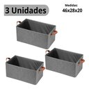 Ver imagem 2 de Kit 3 Caixas Organizadora Dobrável 47x28x20cm Multiuso Cinza para Roupas e Brinquedos