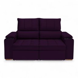 Sofá Retrátil Reclinável 2 Lugares 1,90m Boni Veludo Roxo - 3