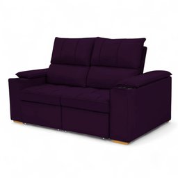 Sofá Retrátil Reclinável 2 Lugares 1,90m Boni Veludo Roxo - 4