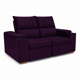 Sofá Retrátil Reclinável 2 Lugares 1,90m Boni Veludo Roxo - 1