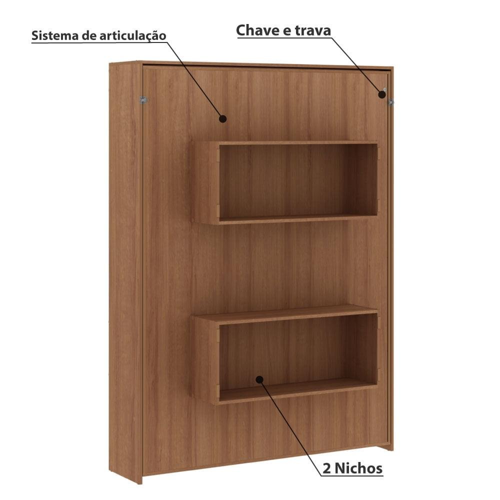 Cama de Casal Articulada com 2 Nichos - Amêndoa - 3