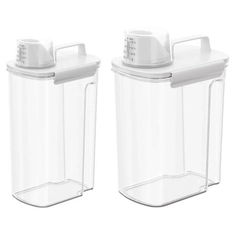 Kit 2 Dispenser com Medidor 1,5l e 3,9l Porta Sabão Amaciante Organizador Lavanderia Coza New Retr