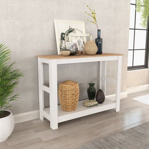 Aparador de Sala Colonial 110cm com 1 Prateleira Mel Branco