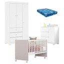 Ver imagem 1 de Quarto de Bebê Duda 3 Portas com Berço Nacional Doce Sonho 3540 Branco Brilho com Colchão Ortobom –