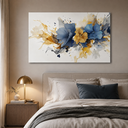 Ver imagem 2 de Quadro Decorativo Elegante Floral Azul Dourado Abstrato Sala Quarto 60x90