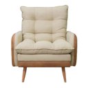 Ver mais imagens de Poltrona de Amamentação Reclinável 5 Posições com Puff Linho Cru com Corino Nozes