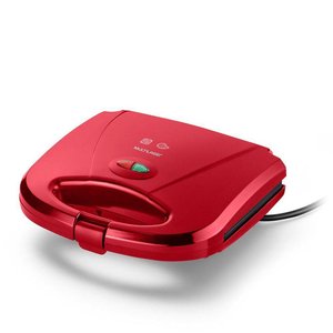 Sanduicheira Chapa Antiaderente Dupla Ondulada Vermelho 220v
