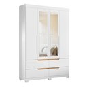 Ver imagem 1 de Guarda Roupa Solteiro Doble 4 Portas Flex Freijó/branco com Espelho - Móveis Albatroz
