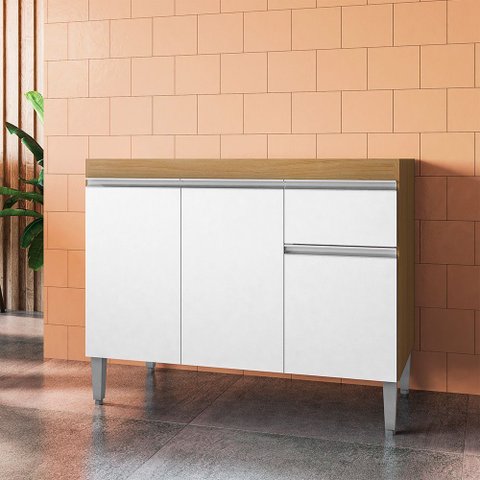 Balcão Cozinha Tatiane 3 Portas 1 Gaveta 100cm Ajl Móveis