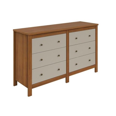 Cômoda de Quarto Horizontal Maggiore C/ 6 Gavetas Rovere/off White - Lopas