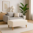 Ver imagem 2 de Puff Bela Manu Decor Madri Pés Palito Tecido Linho Champagne