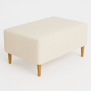 Puff Bela Manu Decor Madri Pés Palito Tecido Linho Champagne