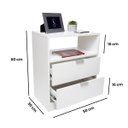 Ver imagem 2 de Mesa de Cabeceira Branca 2 Gavetas e 1 Nicho Mesinha para Quarto Lateral da Cama Estilo Cômoda