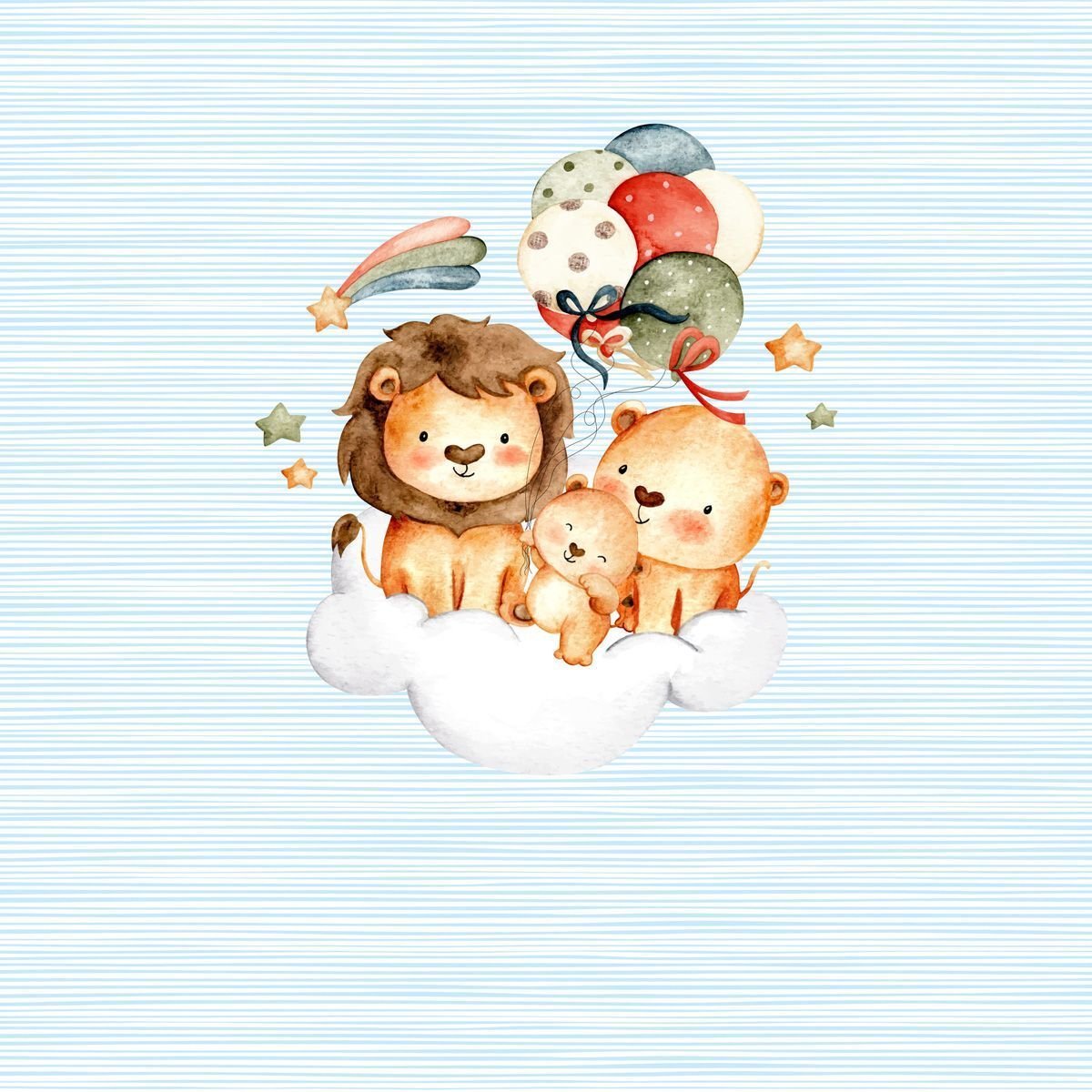 Papel de Parede Adesivo Menino Safari Familia Leão 2 - Painel - 3