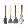 Kit 4 Utensílios Espátula Batedor Confeitar Bambu Silicone - 1